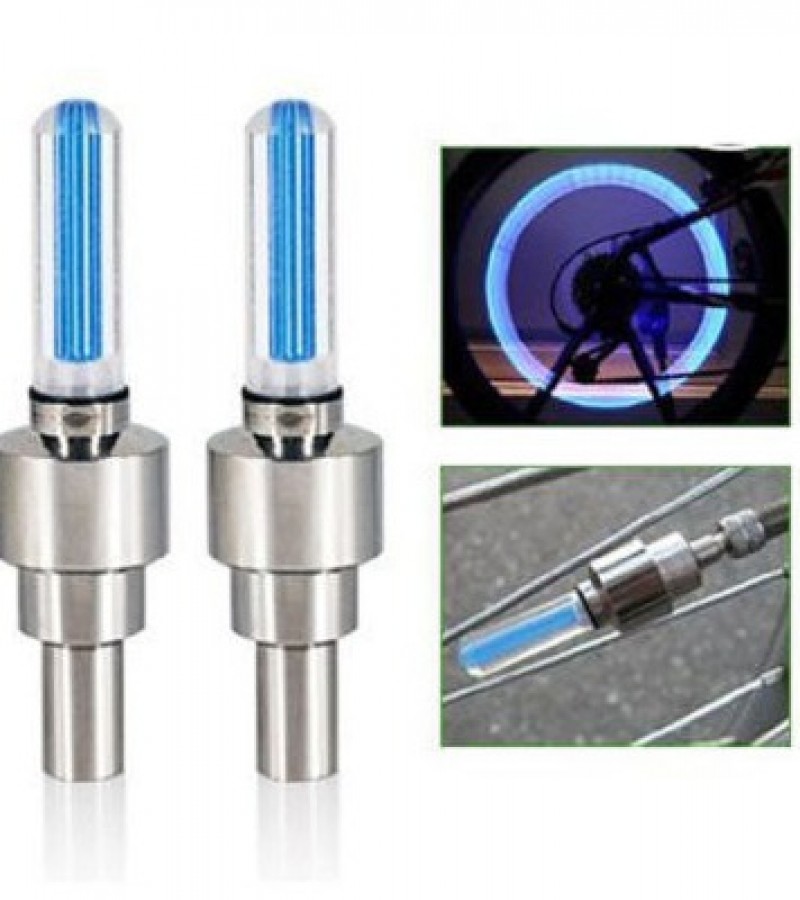 2PCS Cycling Bike Motorcyce Tire Valve Cap Spoke Neon LED Light Lamp Car Wheel