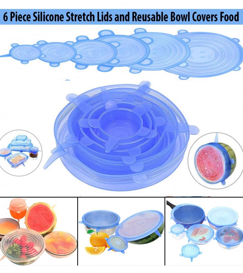 6 Piece Silicone Stretch Lids and Reusable Bowl Covers Food Cover