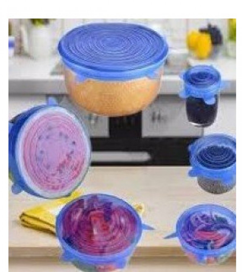 6Pcs Kitchen Reusable Silicone Stretch Seal Lid Preservation Vacuum Food Storage Bowl Cover