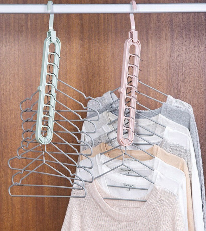 9 Hole Multifunction Magic Clothes Hanger Organizer 360° Rotate Folding Hanger