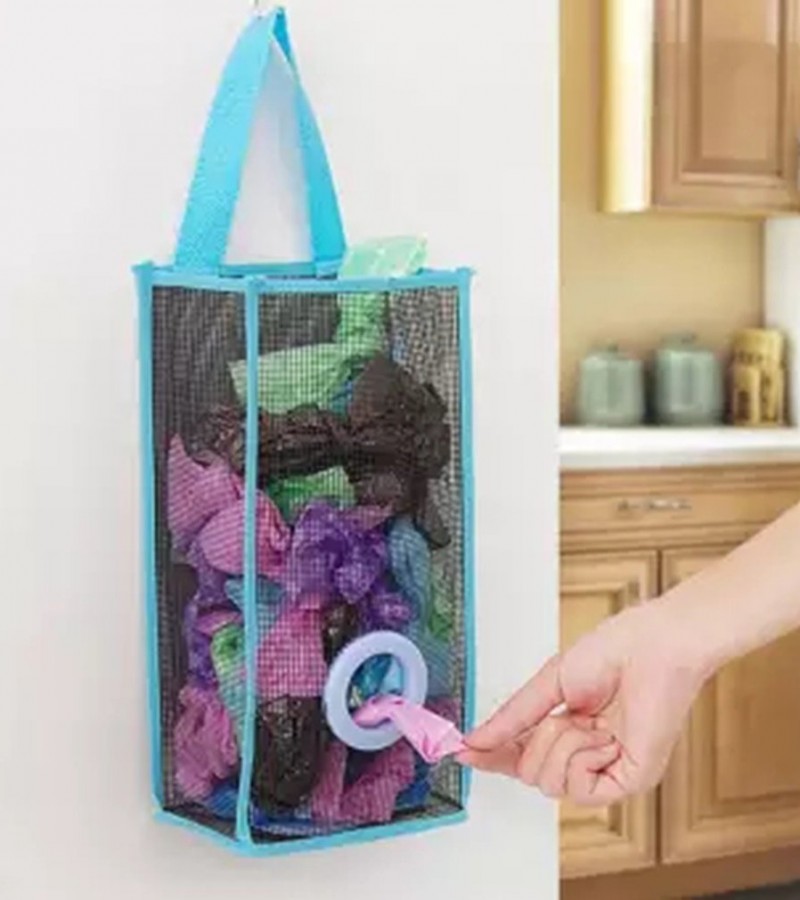 Hanging Mesh Disposable Bag Garbage Bag Storage Holder Organizer Basket