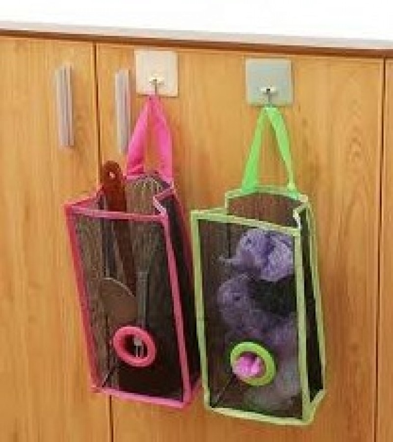 Hanging Mesh Disposable Bag Garbage Bag Storage Holder Organizer Basket