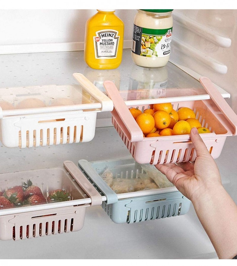 Kitchen Refrigerator Storage Box Adjustable Drawer Rack Shelf Adjustable