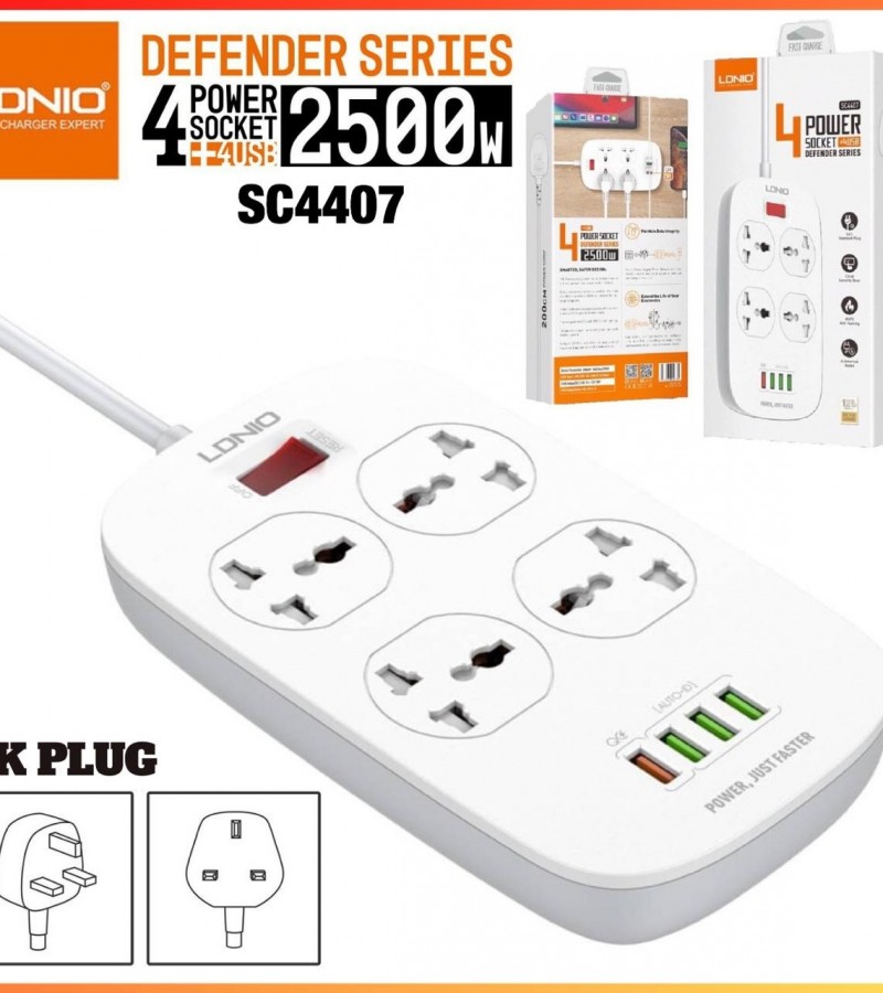LDNIO 100-250V USB Power Strip QC3.0 4 USB With 4 USB Universal Socket