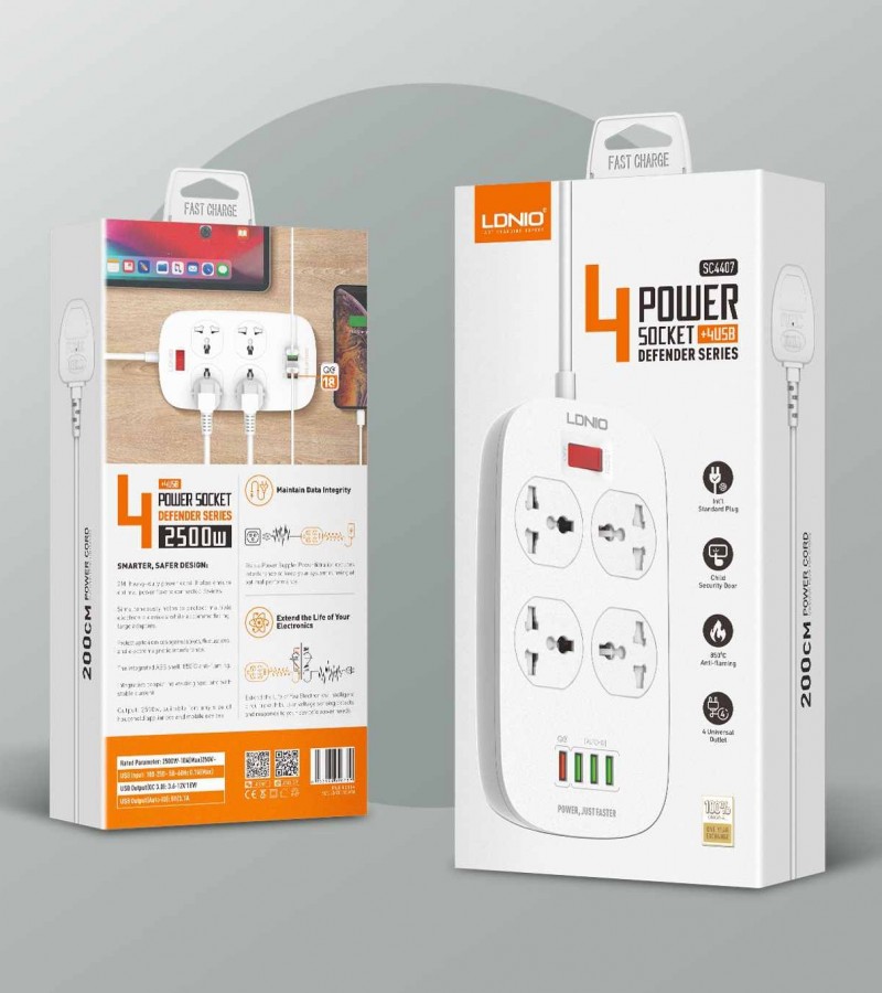 LDNIO 100-250V USB Power Strip QC3.0 4 USB With 4 USB Universal Socket