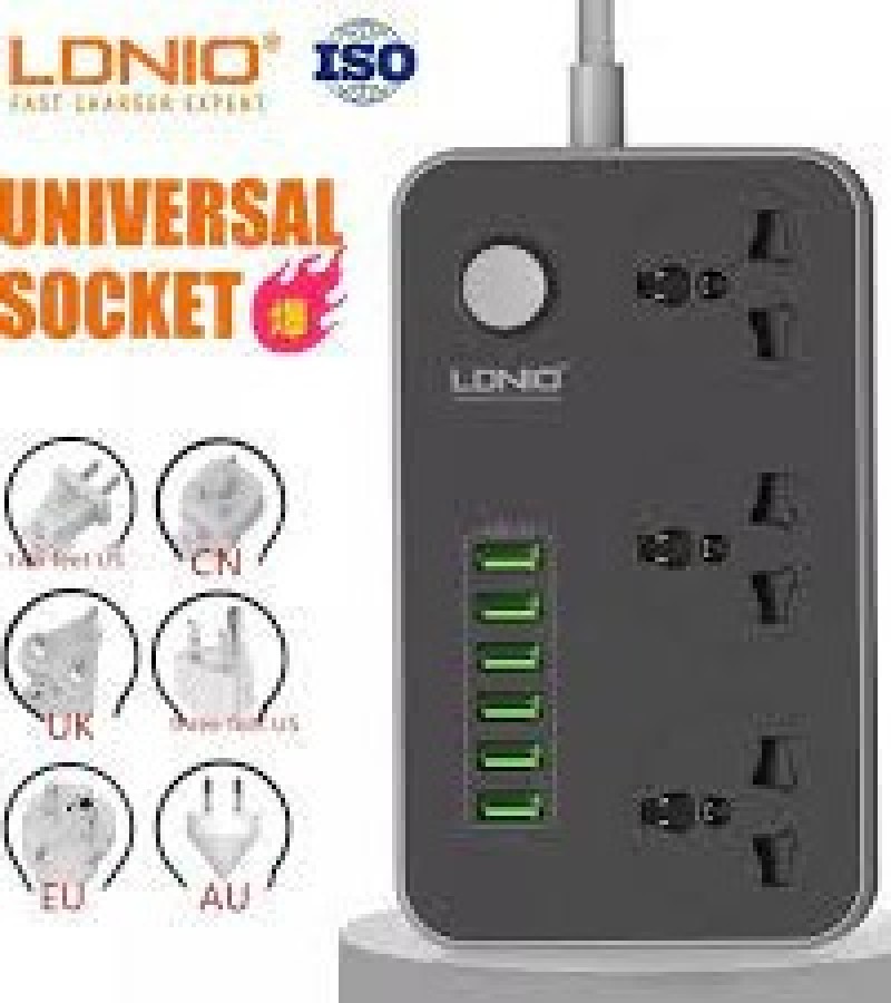 LDNIO SC3604 ELECTRIC SOCKET EXTENSION POWER STRIP WITH 3.4A 6 USB CHARGER ADAPTER