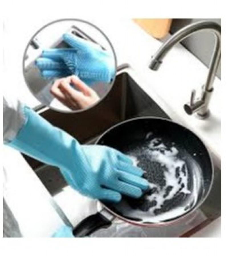 Magic Silicone Dishwashing Gloves 2 in 1 Wash