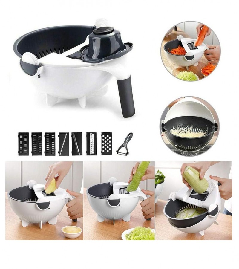 Magic Vegetable Cutter With Drain Basket 9 in 1 Multi-functional