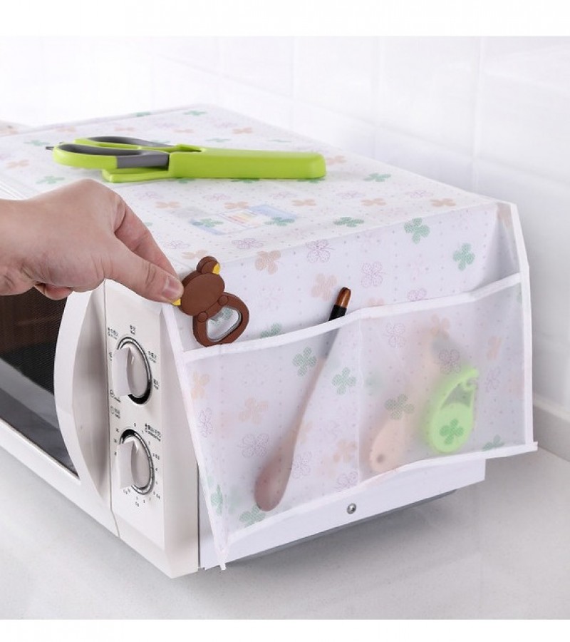 Microwave Dust Cover Waterproof Double Pocket Storage Bag Microwave