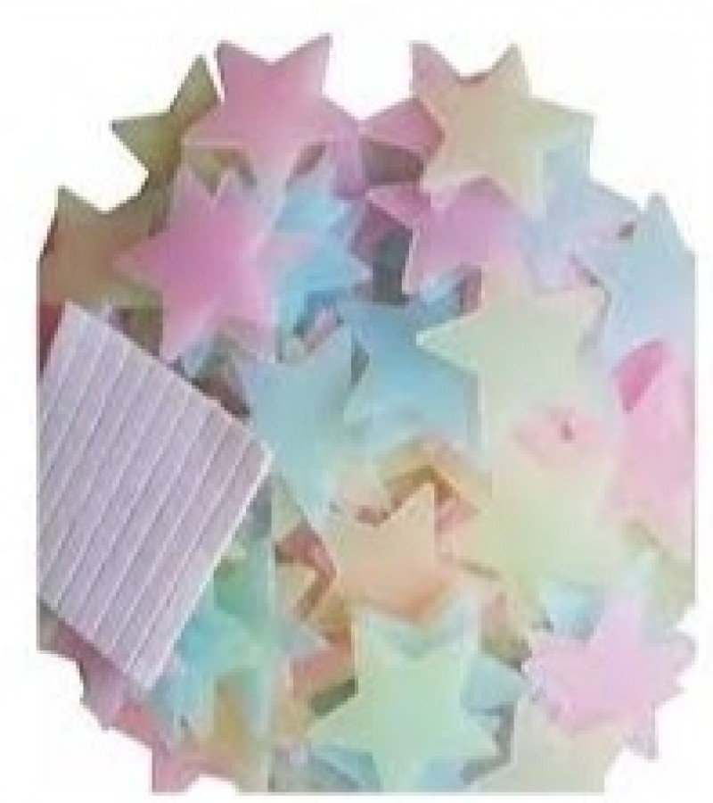 Pack of 100 - 3D Stars Glow In The Dark Wall Stickers