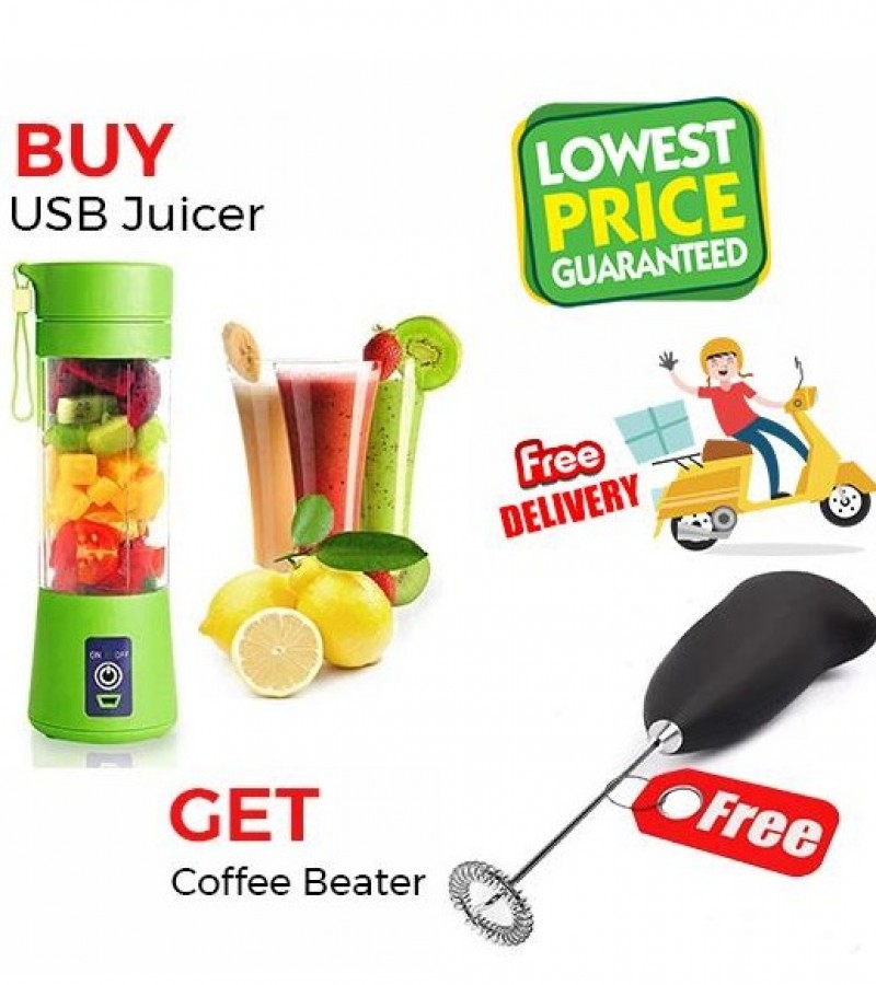 USB Rechargeable PORTABLE JUICER Get FREE Portable Coffee Beater